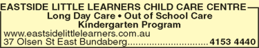 Eastside Little Learners Child Care Centre - Search Child Care 1